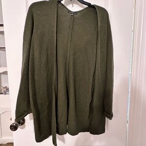 Olive Green Open Front Cardigan